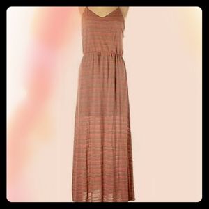 LC Lauren Conrad Gray and Pink Striped Maxi Dress